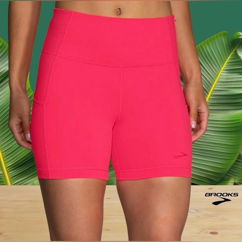 NEW, Brooks, Women's Spark 5" Short Tights, Large, Pink 🏃♀️➡️